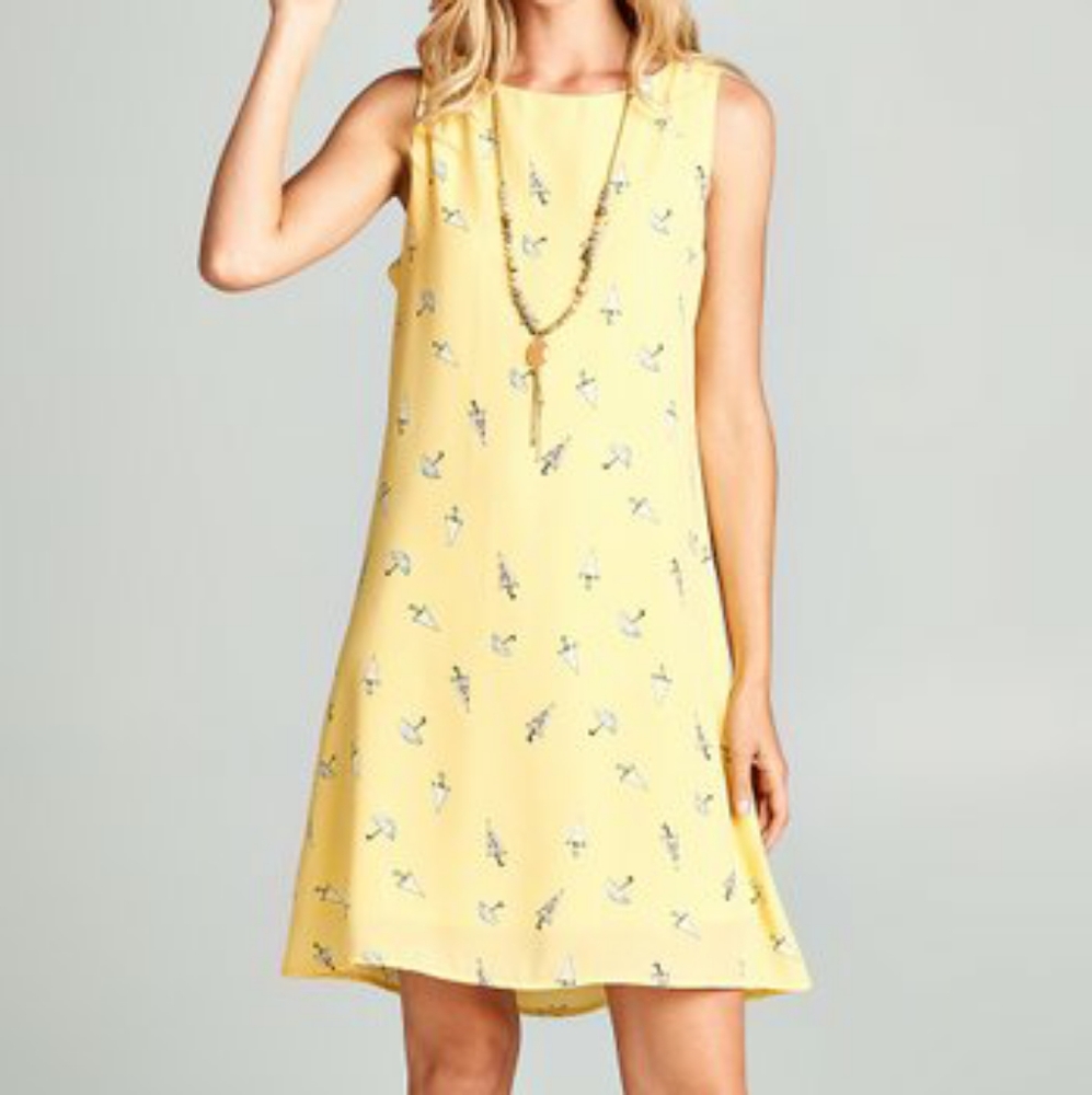 NWOT Yellow umbrella shift dress
